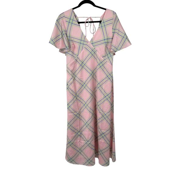 Petal & Pup Jess Midi plaid dress pink size Medium M - Picture 2 of 8